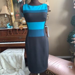 Maggy London Sheath Dress in Turquoise and Black